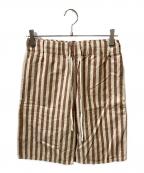 NIGEL CABOURNナイジェルケーボン）の古着「コットンリネンストライプショーツ」｜ブラウン