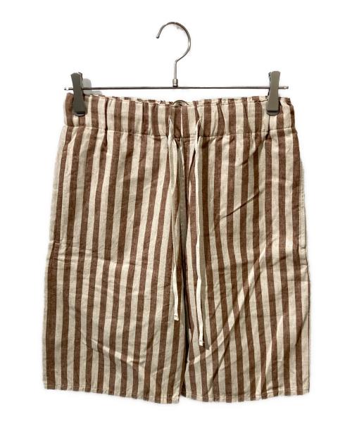 NIGEL CABOURN（ナイジェルケーボン）NIGEL CABOURN (ナイジェルケーボン) コットンリネンストライプショーツ ブラウン サイズ:32の古着・服飾アイテム