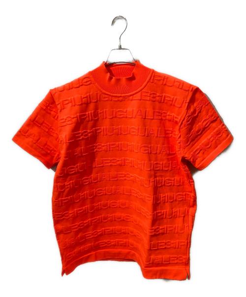 1piu1uguale3（ウノピュウノウグァーレトレ）1piu1uguale3 (ウノピュウノウグァーレトレ) ジャガード半袖ニット オレンジ サイズ:Ⅵの古着・服飾アイテム