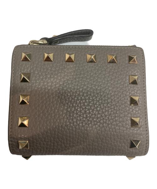 VALENTINO（ヴァレンティノ）VALENTINO (ヴァレンティノ) ロックスタッズ2つ折り財布 グレーの古着・服飾アイテム