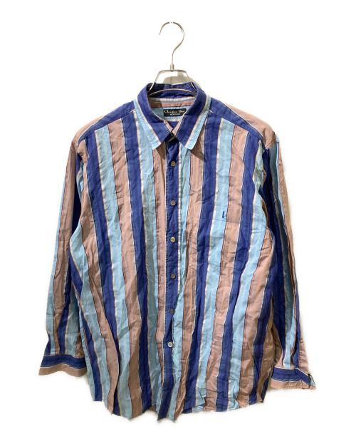 Christian Dior MONSIEUR（クリスチャンディオールムッシュ）Christian Dior MONSIEUR (クリスチャンディオールムッシュ) 長袖ストライプシャツ ブルー サイズ:Lの古着・服飾アイテム