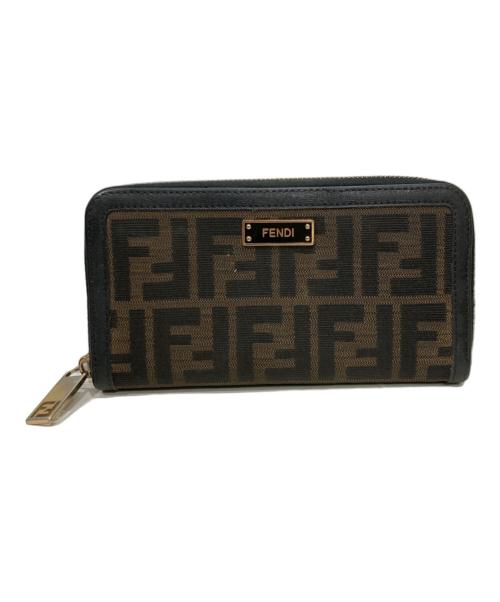 FENDI（フェンディ）FENDI (フェンディ) ズッカラウンドファスナーウォレット ブラウンの古着・服飾アイテム