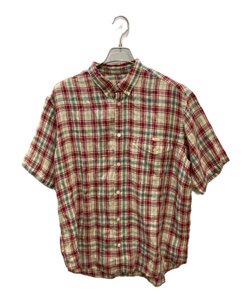 PAPAS（パパス）PAPAS (パパス) 半袖リネンシャツ レッド サイズ:Mの古着・服飾アイテム