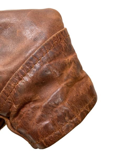 Aero LEATHER（エアロレザー）Aero LEATHER (エアロレザー) ハーフベルト 襟ボアホースハイドレザージャケット ブラウン サイズ:36の古着・服飾アイテム