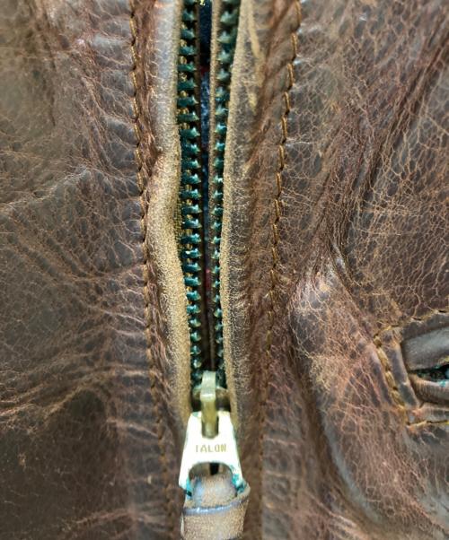 Aero LEATHER（エアロレザー）Aero LEATHER (エアロレザー) ハーフベルト 襟ボアホースハイドレザージャケット ブラウン サイズ:36の古着・服飾アイテム