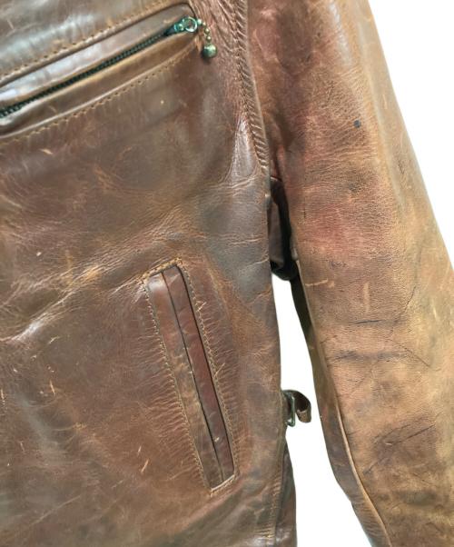 Aero LEATHER（エアロレザー）Aero LEATHER (エアロレザー) ハーフベルト 襟ボアホースハイドレザージャケット ブラウン サイズ:36の古着・服飾アイテム