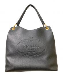 PRADA（プラダ）の古着「カーフレザーロゴワンショルダーバック」｜ネイビー