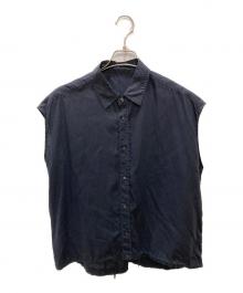 Spick and Span（スピック＆スパン）の古着「リネンブレンドフレンチヘムギャザーシャツ」｜ネイビー