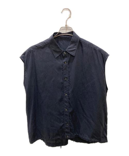 Spick and Span（スピック＆スパン）Spick and Span (スピック＆スパン) リネンブレンドフレンチヘムギャザーシャツ ネイビー サイズ:表記なしの古着・服飾アイテム