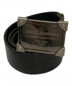 DOLCE & GABBANAドルチェ＆ガッバーナ）の古着「ロゴプレートレザーベルト」｜ブラック