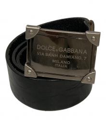 DOLCE & GABBANA（ドルチェ＆ガッバーナ）の古着「ロゴプレートレザーベルト」｜ブラック