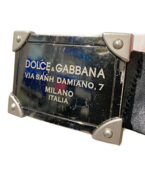 DOLCE & GABBANA（ドルチェ＆ガッバーナ）DOLCE & GABBANA (ドルチェ＆ガッバーナ) ロゴプレートレザーベルト ブラックの古着・服飾アイテム