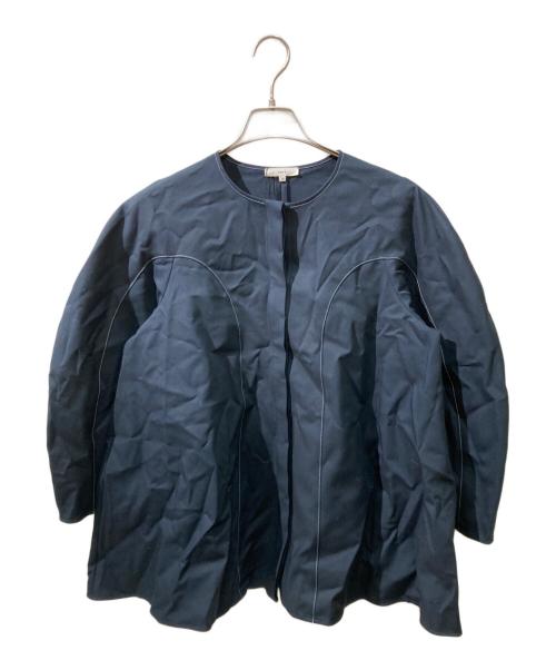 YORI（ヨリ）YORI (ヨリ) 高密度ストレッチフレアブラウス ネイビー サイズ:Mの古着・服飾アイテム