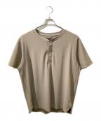 1piu1uguale3ウノピュウノウグァーレトレ）の古着「ROUND BIG HENLEY T / ラウンドカット ヘンリーネックTシャツ」｜ベージュ
