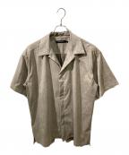 1piu1uguale3ウノピュウノウグァーレトレ）の古着「スウェード S/S HOLIDAY SHIRTS   / オープンカラーシャツ」｜ブラウン