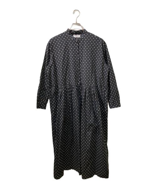 SOIL（ソイル）SOIL (ソイル) ドットギャザーシャツワンピース ブラック サイズ:Mの古着・服飾アイテム