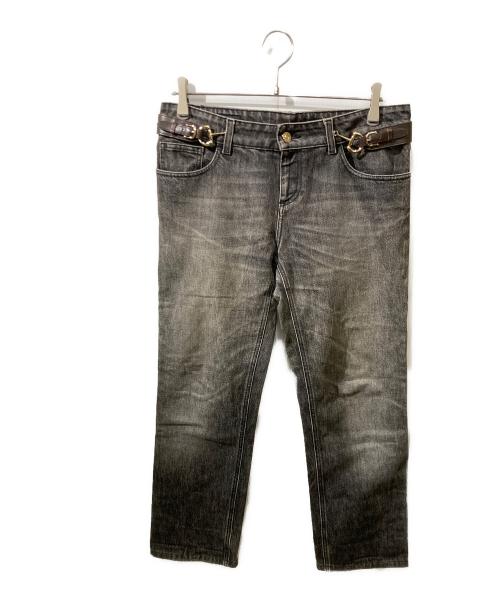 GUCCI（グッチ）GUCCI (グッチ) ホースビットベルトデニムパンツ ブラック サイズ:42の古着・服飾アイテム