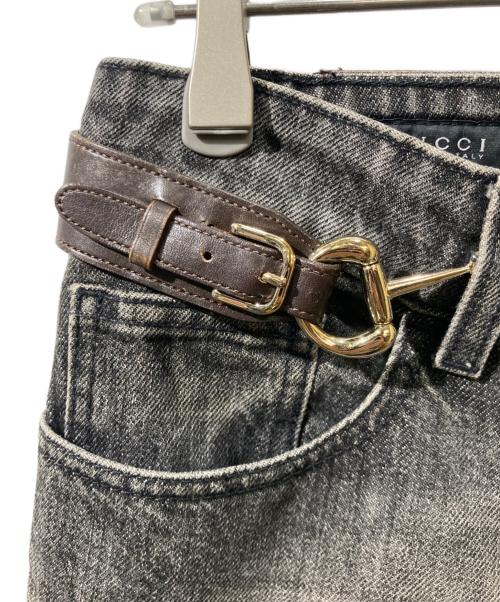GUCCI（グッチ）GUCCI (グッチ) ホースビットベルトデニムパンツ ブラック サイズ:42の古着・服飾アイテム