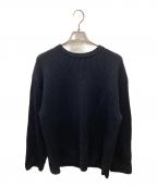 BATONERバトナ―）の古着「SOLID WOOL RIB CREW NECK / リブクルーネックウールニット」｜ネイビー