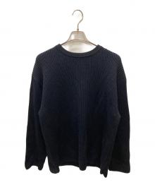 BATONER（バトナ―）の古着「SOLID WOOL RIB CREW NECK / リブクルーネックウールニット」｜ネイビー