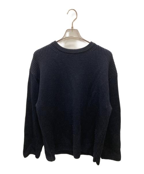 BATONER（バトナ―）BATONER (バトナ―) SOLID WOOL RIB CREW NECK / リブクルーネックウールニット ネイビー サイズ:3の古着・服飾アイテム