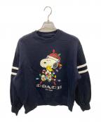 COACH×PEANUTSコーチ×ピーナッツ）の古着「スヌーピー ライツ クルーネック スウェット」｜ネイビー