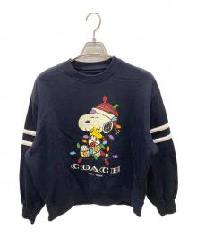 COACH×PEANUTS（コーチ×ピーナッツ）の古着「スヌーピー ライツ クルーネック スウェット」｜ネイビー