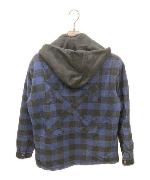 OFFWHITE（オフホワイト）OFFWHITE (オフホワイト) フードネルブロックチェックジャケット ブルー サイズ:Sの古着・服飾アイテム