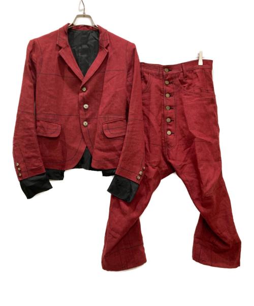 NEMETH（ネメス）NEMETH (ネメス) デザインジャケット・サルエパンツ リネンセットアップ レッド サイズ:SSの古着・服飾アイテム