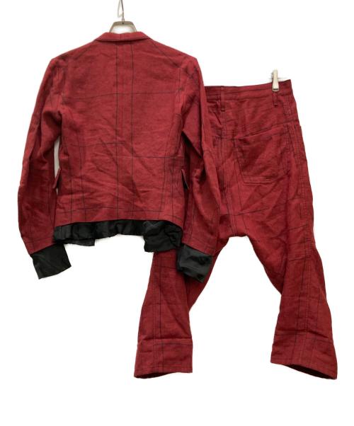 NEMETH（ネメス）NEMETH (ネメス) デザインジャケット・サルエパンツ リネンセットアップ レッド サイズ:SSの古着・服飾アイテム