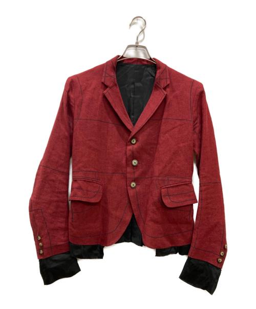 NEMETH（ネメス）NEMETH (ネメス) デザインジャケット・サルエパンツ リネンセットアップ レッド サイズ:SSの古着・服飾アイテム
