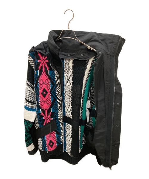 sacai（サカイ）sacai (サカイ) ジャガードニットドッキングジャケット ブラック サイズ:3の古着・服飾アイテム