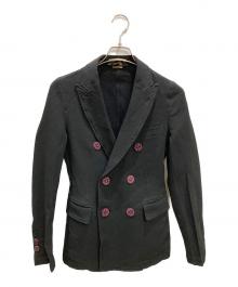 COMME des GARCONS HOMME PLUS（コムデギャルソンオムプリュス）の古着「ポリ縮絨ダブルボタンジャケット」｜ブラック
