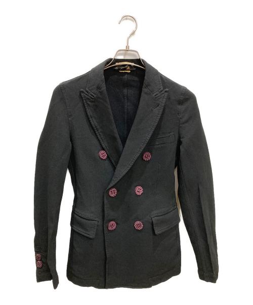 COMME des GARCONS HOMME PLUS（コムデギャルソンオムプリュス）COMME des GARCONS HOMME PLUS (コムデギャルソンオムプリュス) ポリ縮絨ダブルボタンジャケット ブラック サイズ:XSの古着・服飾アイテム