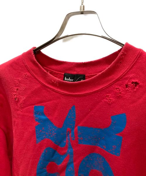 KOLOR（カラー）KOLOR (カラー) ダメージ加工スウェット レッド サイズ:4の古着・服飾アイテム