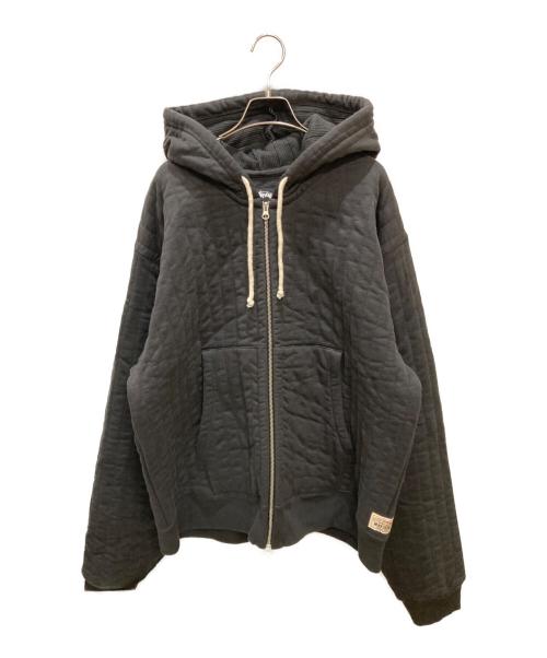 stussy（ステューシー）stussy (ステューシー) VERTICAL QUILTED ZIP HOODIE グレー サイズ:XXLの古着・服飾アイテム