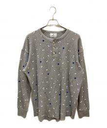 TUITACI（ツイタチ）の古着「ボーリングワッフルヘンリーネックカットソー」｜グレー