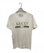 GUCCIグッチ）の古着「ロゴ オーバーサイズ コットン Tシャツ」｜ホワイト