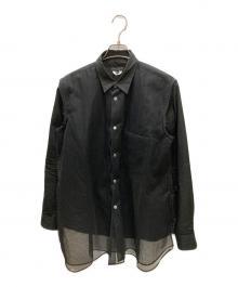 COMME des GARCONS HOMME PLUS（コムデギャルソンオムプリュス）の古着「チュールドッキングデザインシャツ」｜ブラック
