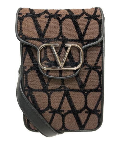 VALENTINO（ヴァレンティノ）VALENTINO (ヴァレンティノ) Vロゴ ミニクロスショルダーバッグ ブラウンの古着・服飾アイテム
