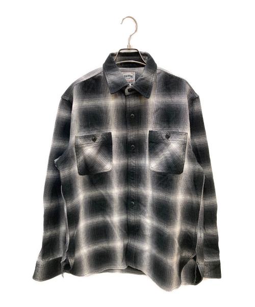 HOUSTON（ヒューストン）HOUSTON (ヒューストン) オンブレチェックネルシャツ グレー サイズ:Lの古着・服飾アイテム