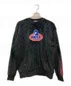 Hysteric Glamourヒステリックグラマー）の古着「HELL OVAL ボアアップリケスウェット」｜ブラック