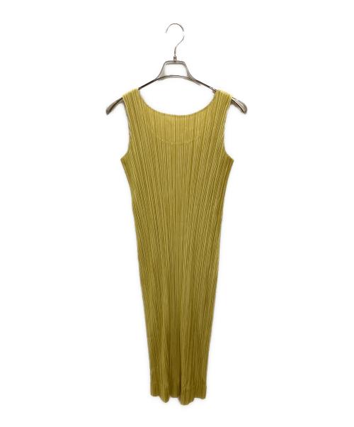PLEATS PLEASE（プリーツプリーズ）PLEATS PLEASE (プリーツプリーズ) ノースリーブプリーツワンピース イエロー サイズ:4の古着・服飾アイテム