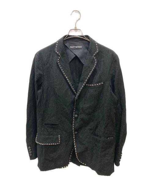 ISSEY MIYAKE MEN（イッセイミヤケメン）ISSEY MIYAKE MEN (イッセイミヤケメン) ステッチデザインリネンテーラードジャケット ブラック サイズ:Sの古着・服飾アイテム