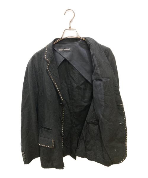 ISSEY MIYAKE MEN（イッセイミヤケメン）ISSEY MIYAKE MEN (イッセイミヤケメン) ステッチデザインリネンテーラードジャケット ブラック サイズ:Sの古着・服飾アイテム