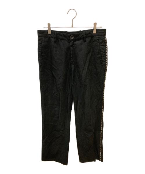 ISSEY MIYAKE MEN（イッセイミヤケメン）ISSEY MIYAKE MEN (イッセイミヤケメン) ステッチデザインリネンパンツ ブラック サイズ:2の古着・服飾アイテム