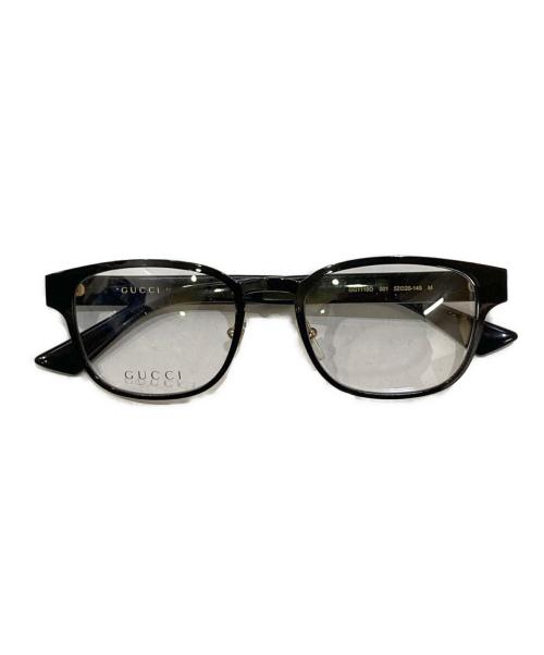 GUCCI（グッチ）GUCCI (グッチ) シェリーライン伊達眼鏡 ゴールドカラーブラック サイズ:52□20-145の古着・服飾アイテム