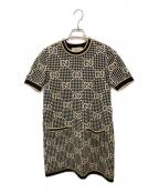 GUCCIグッチ）の古着「GGジャガードラメニットワンピース」｜ブラック