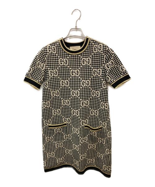 GUCCI（グッチ）GUCCI (グッチ) GGジャガードラメニットワンピース ブラック サイズ:XSの古着・服飾アイテム