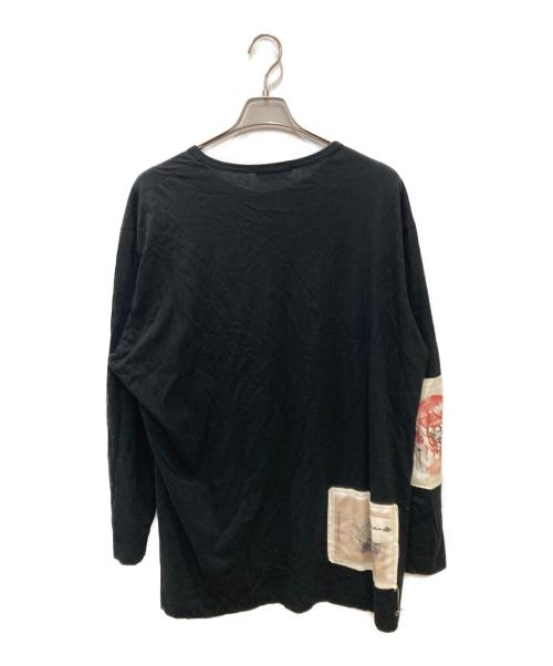 YOHJI YAMAMOTO（ヨウジヤマモト）YOHJI YAMAMOTO (ヨウジヤマモト) ワッペン付き丸長B 長袖Tシャツ ブラック サイズ:3の古着・服飾アイテム